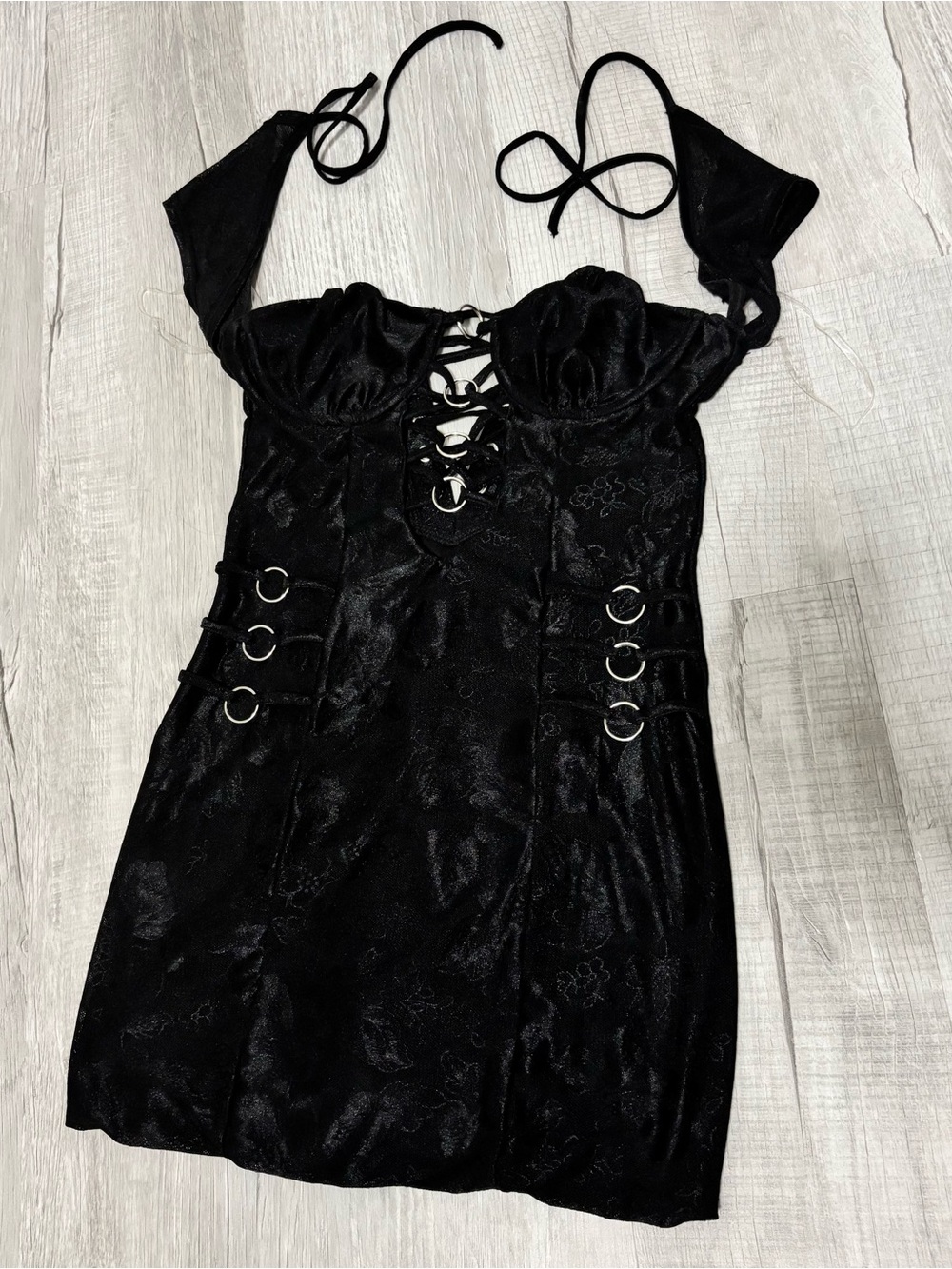 Black Women's Lace-Up Mini Dress